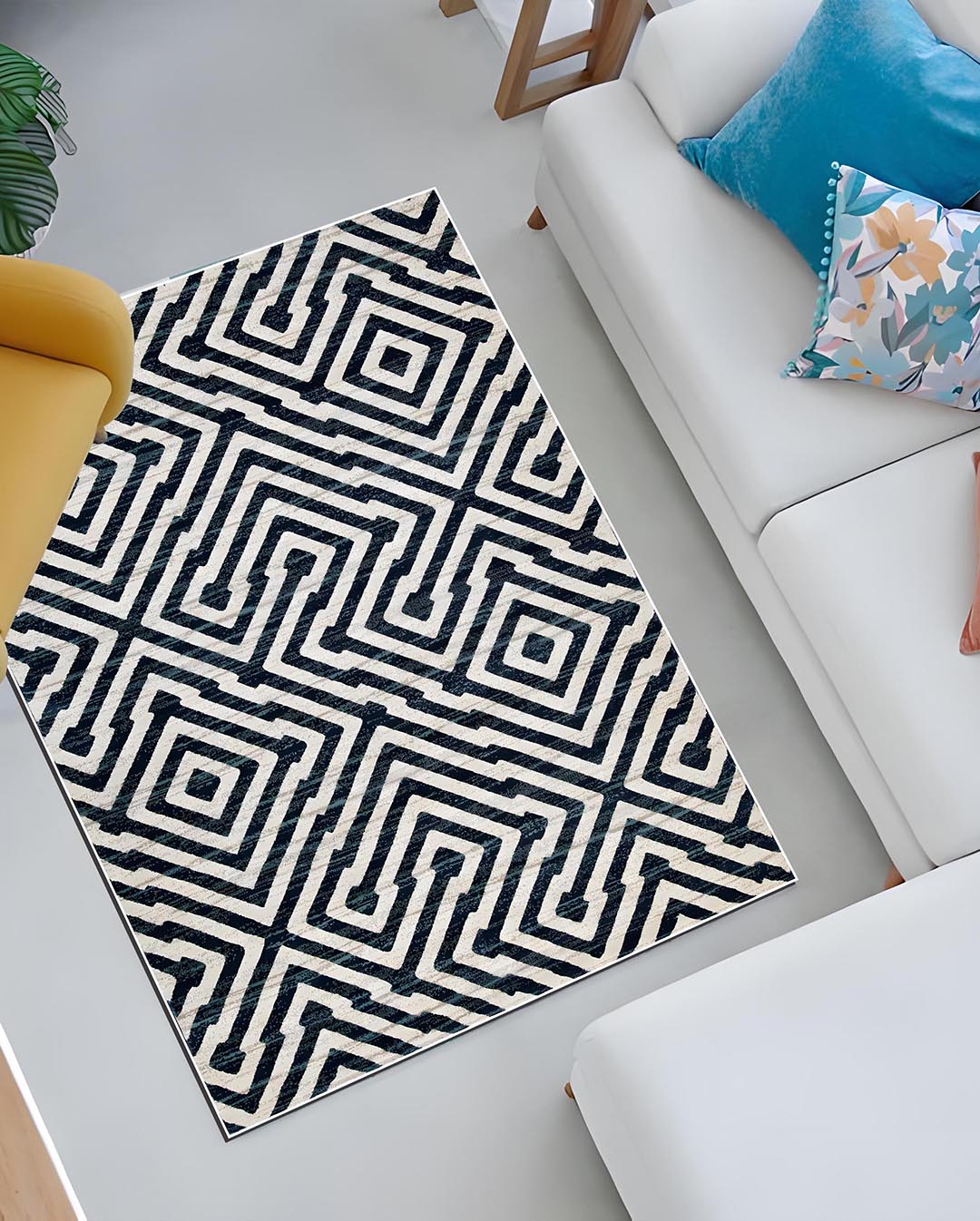 Moderner, weicher Teppich Shaza in Beige mit dunklen Linien