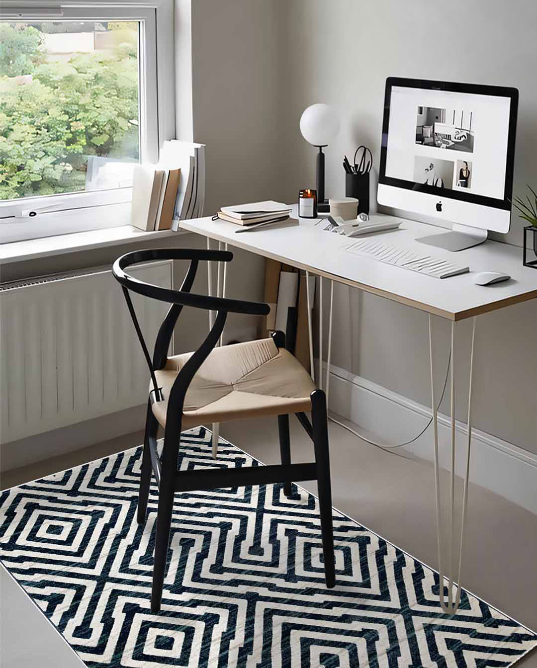 Moderner, weicher Teppich Shaza in Beige mit dunklen Linien