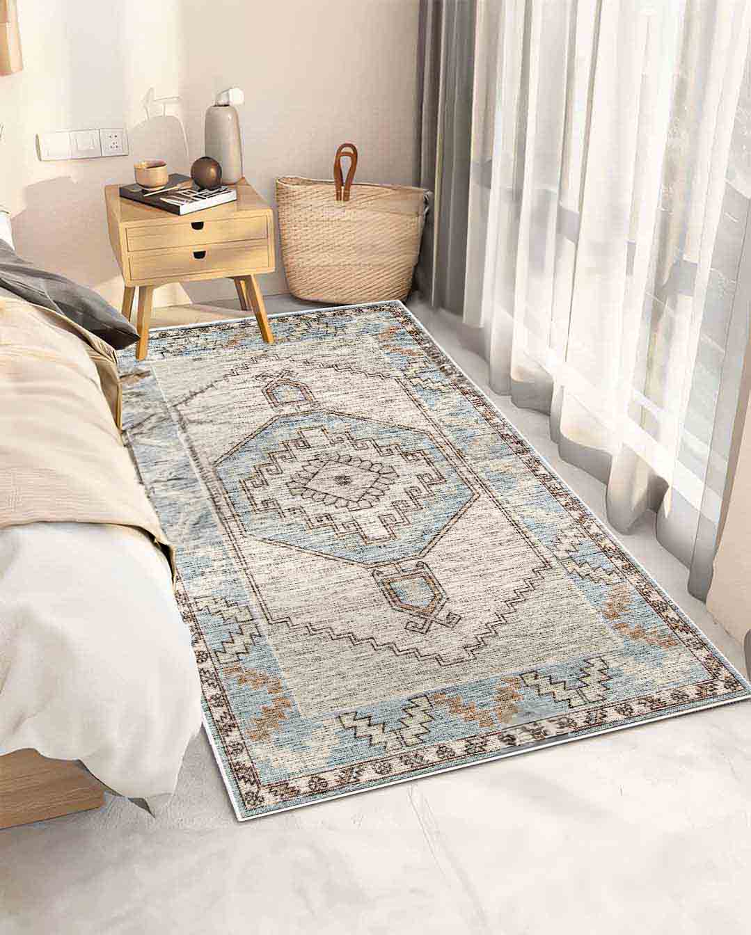 Zöld vintage színes puha és fényes szőnyeg