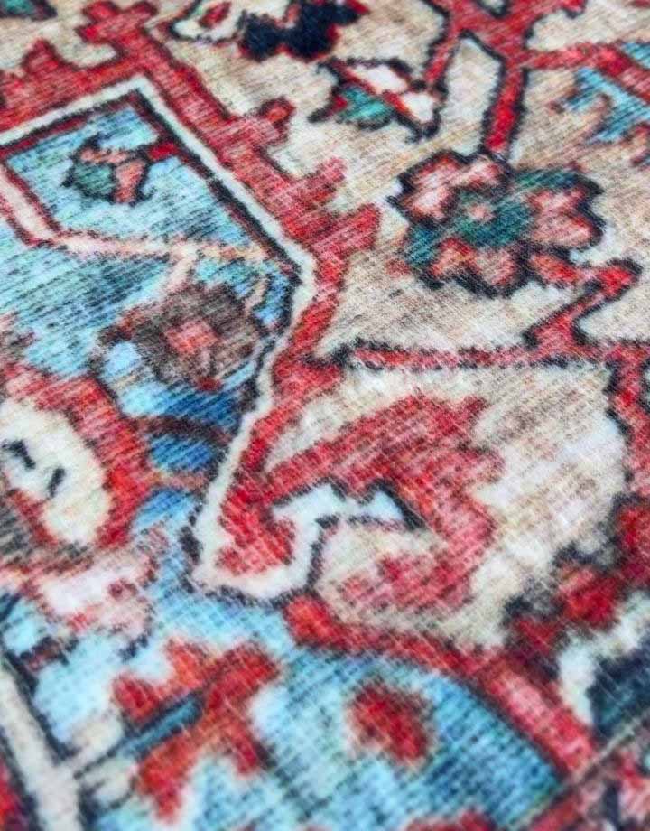 Heriz Perzsa Stílusú Szőnyeg – Vörös és Kék Harmónia