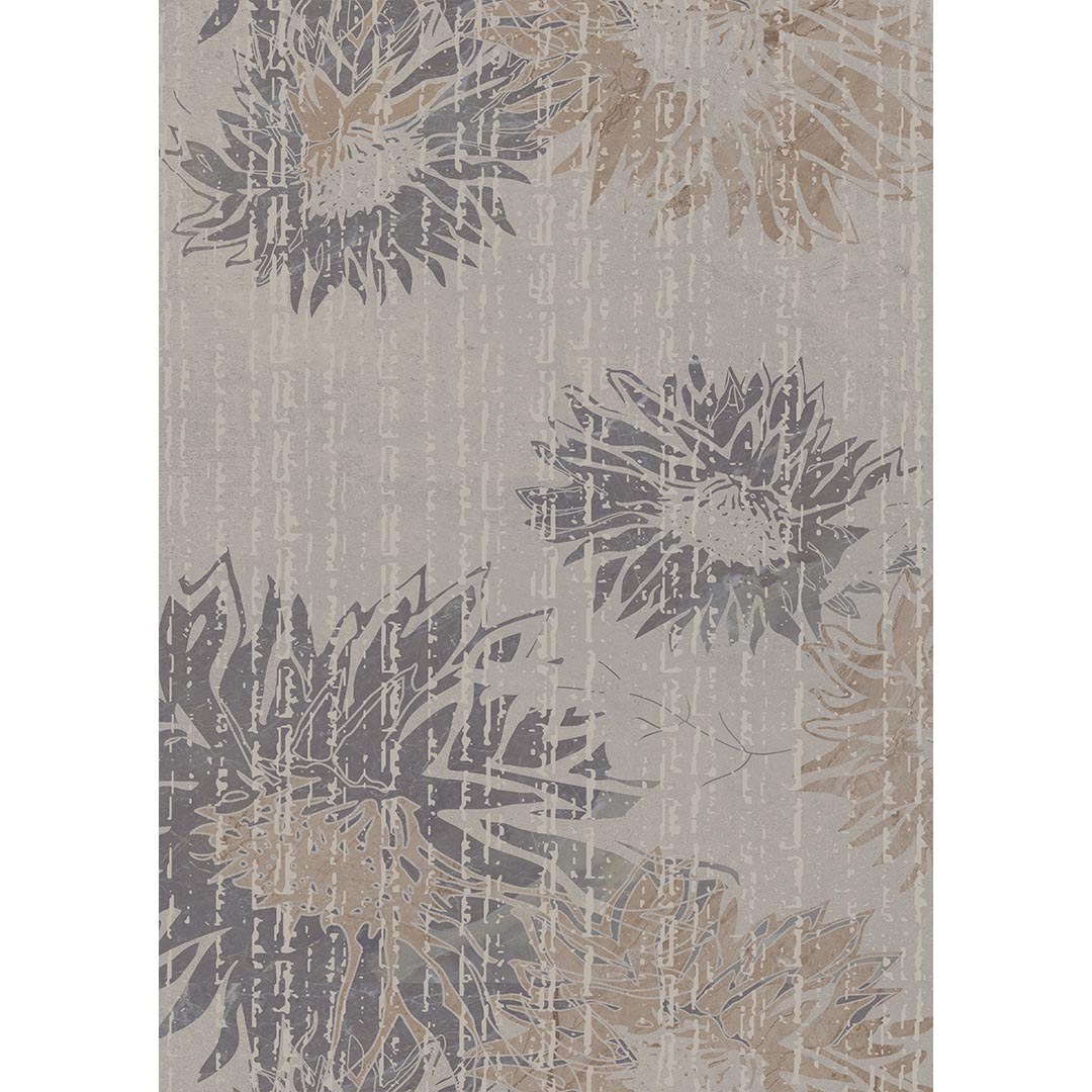 Teppich mit Blumenmuster Grau Beige – Moderner Blütenteppich für Wohnzimmer & Schlafzimmer