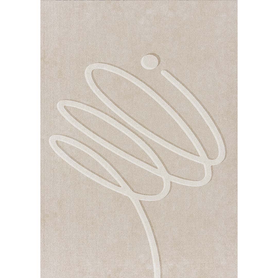 Moderner Teppich Beige mit 3D-Linien – Minimalistisches Design für Wohnzimmer & Büro
