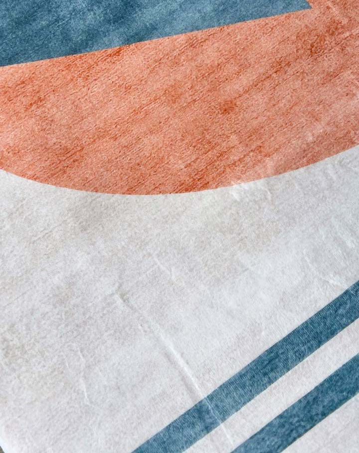 Moderner Teppich Geometrisches Muster Rosa Blau – Designerteppich im Retro-Stil