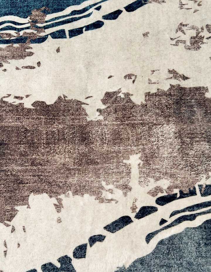 Moderner Teppich Wellenmuster Beige Blau – Abstraktes Design für Wohnzimmer
