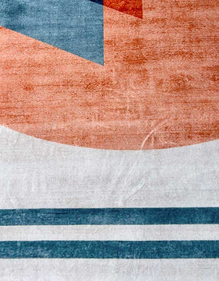 Moderner Teppich Geometrisches Muster Rosa Blau – Designerteppich im Retro-Stil