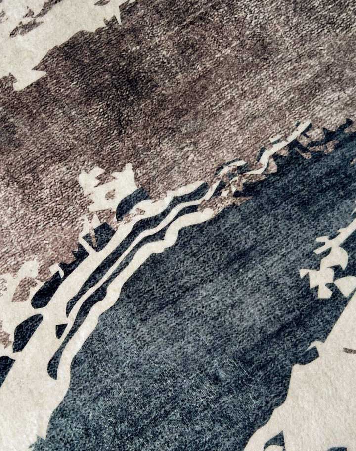 Moderner Teppich Wellenmuster Beige Blau – Abstraktes Design für Wohnzimmer
