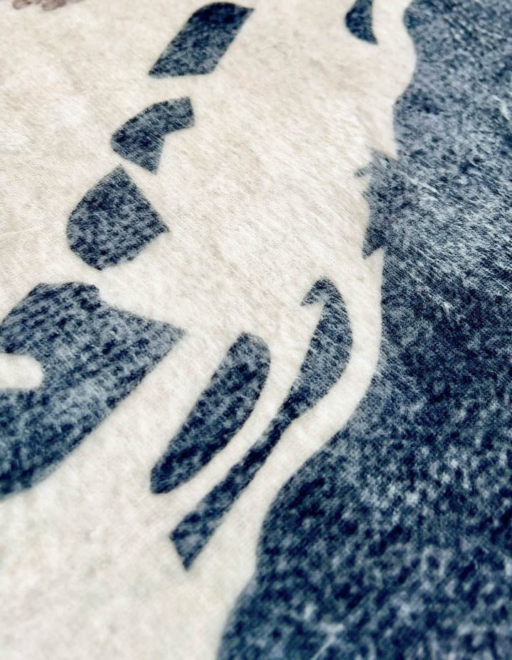 Moderner Teppich Wellenmuster Beige Blau – Abstraktes Design für Wohnzimmer