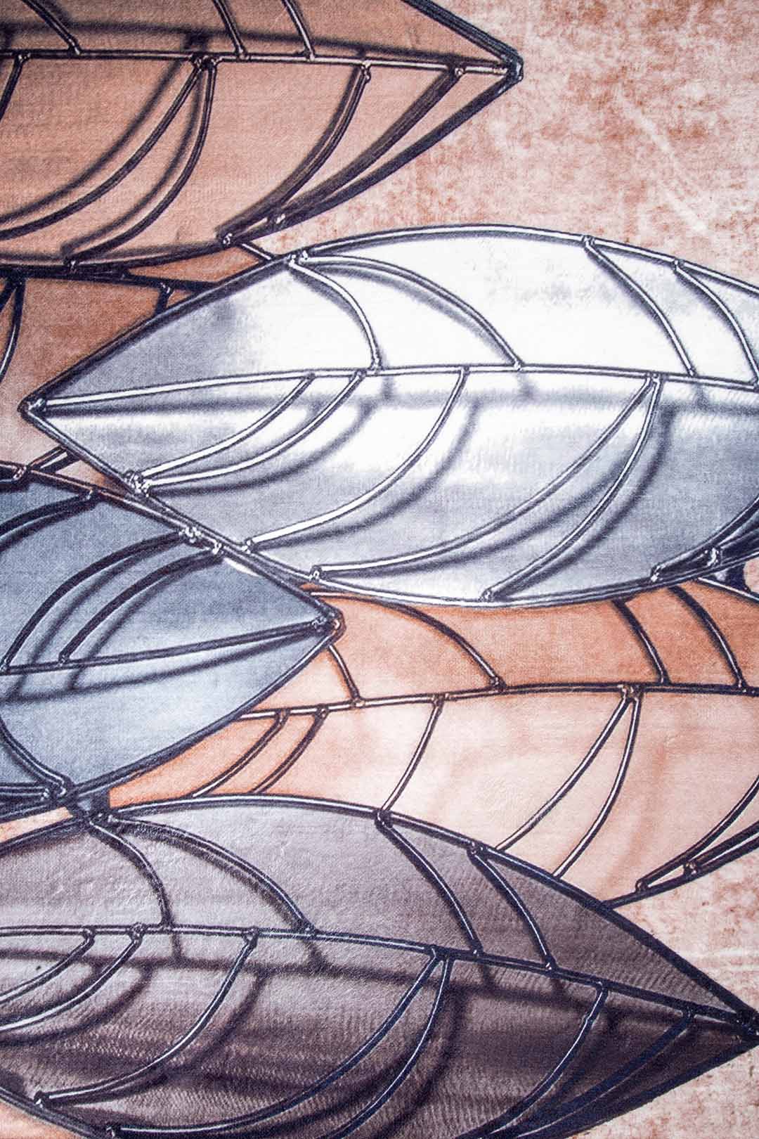 Moderner Teppich mit Blätterdesign Grau Beige – Stylischer Wohnzimmerteppich im 3D-Look
