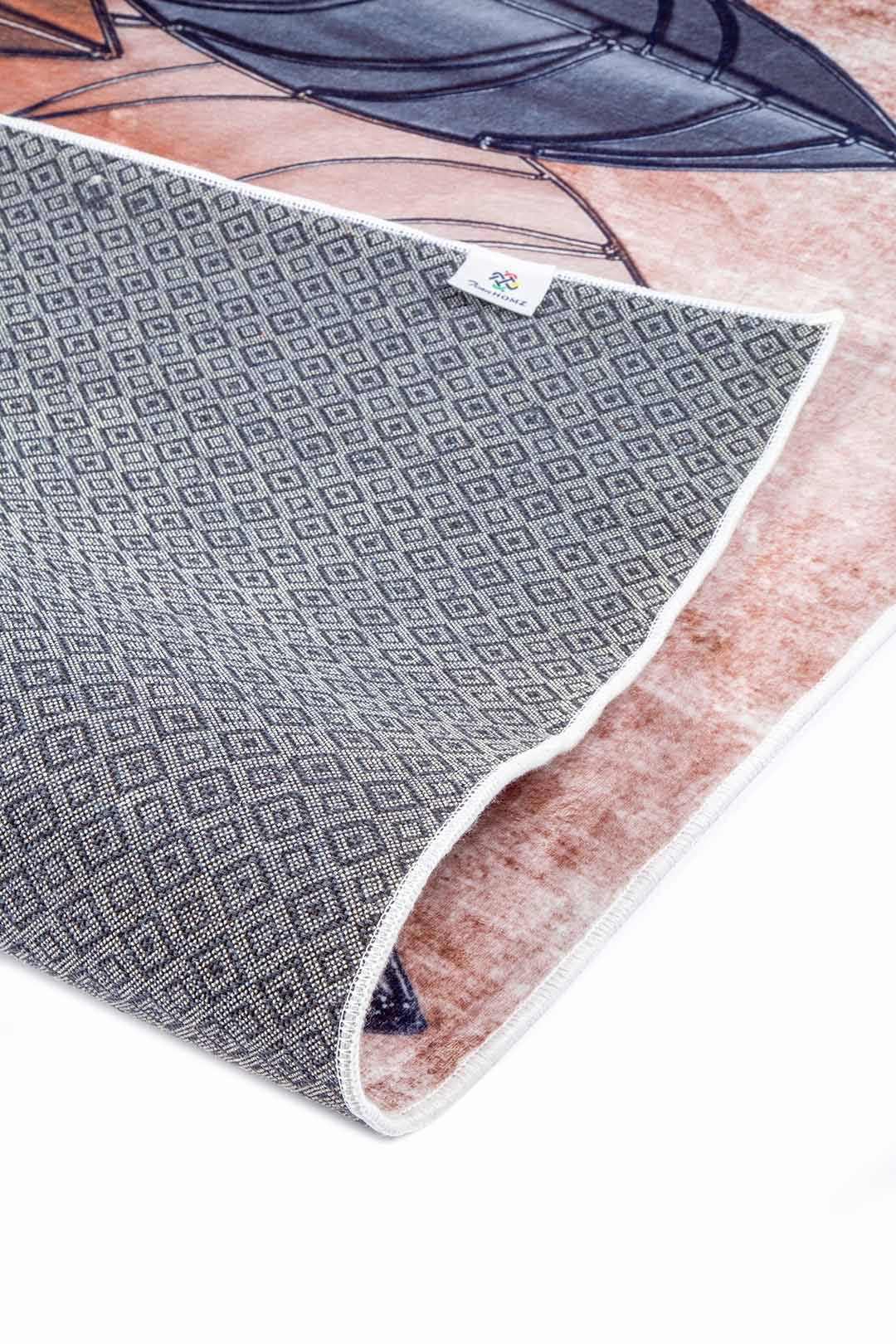 Moderner Teppich mit Blätterdesign Grau Beige – Stylischer Wohnzimmerteppich im 3D-Look