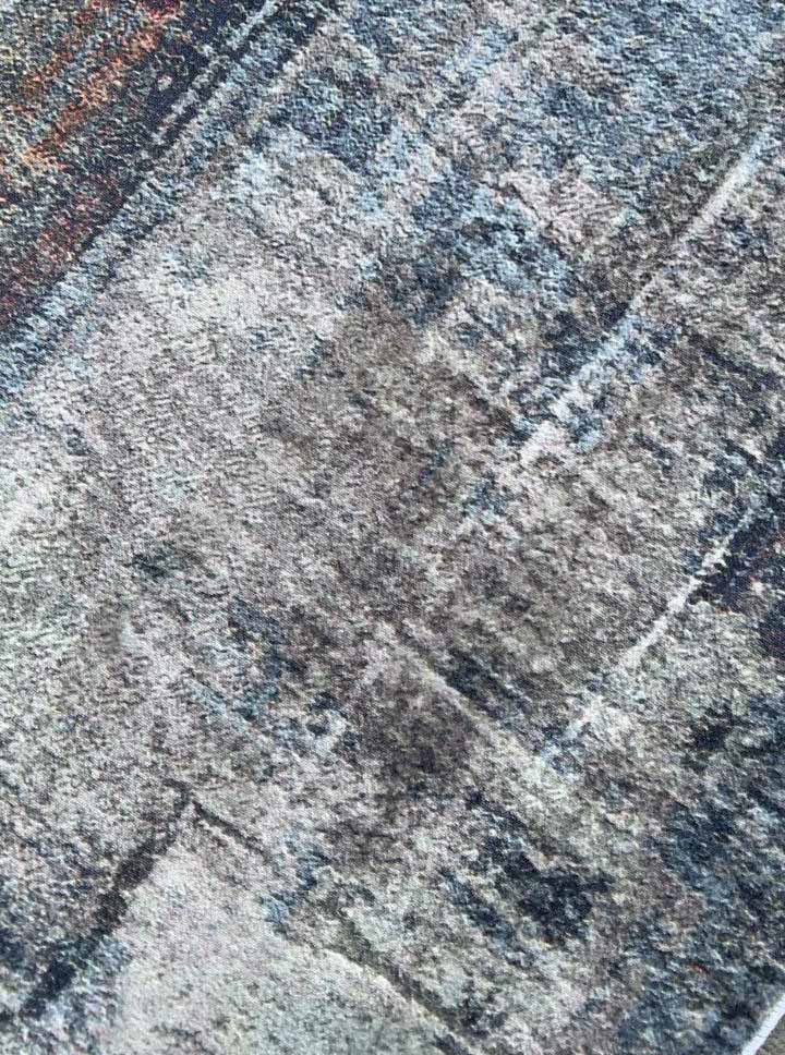 Moderner Teppich Grau Blau Braun – Abstraktes Design mit Struktur-Effekt