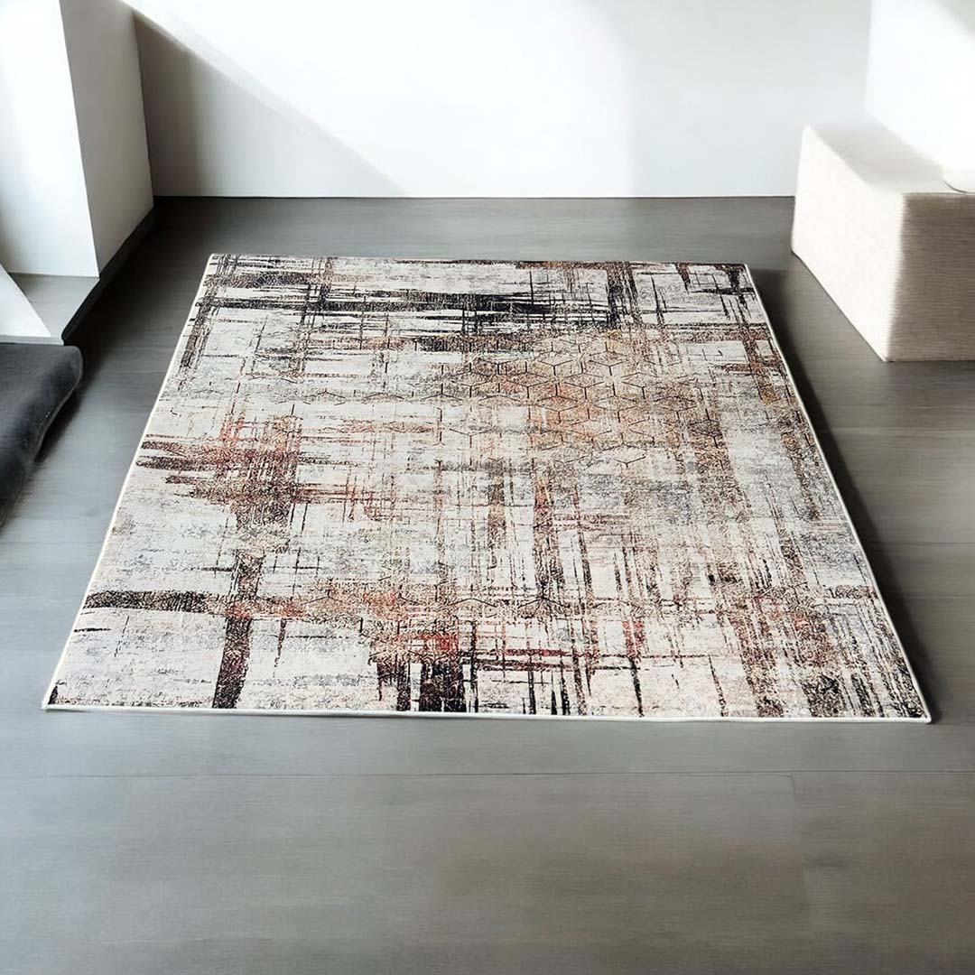 Moderner Teppich Beige Braun – Geometrisches Muster im Urban Style