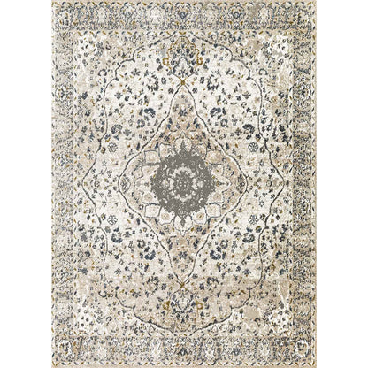 Weicher und glänzender Teppich Queen Vintage Beige mit Blumenmuster 