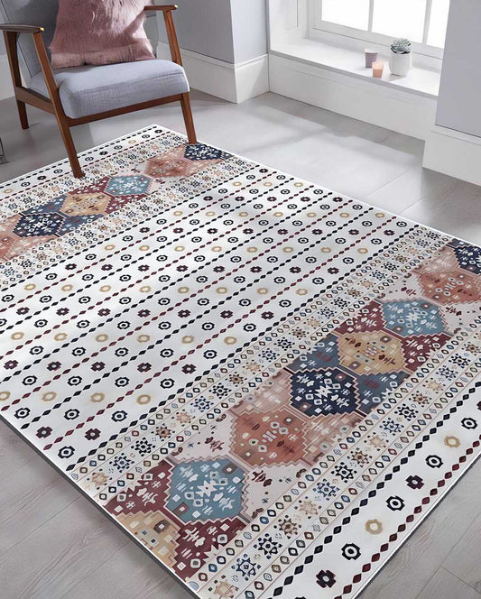 Nataly modern kilim fehér és színes szőnyeg 