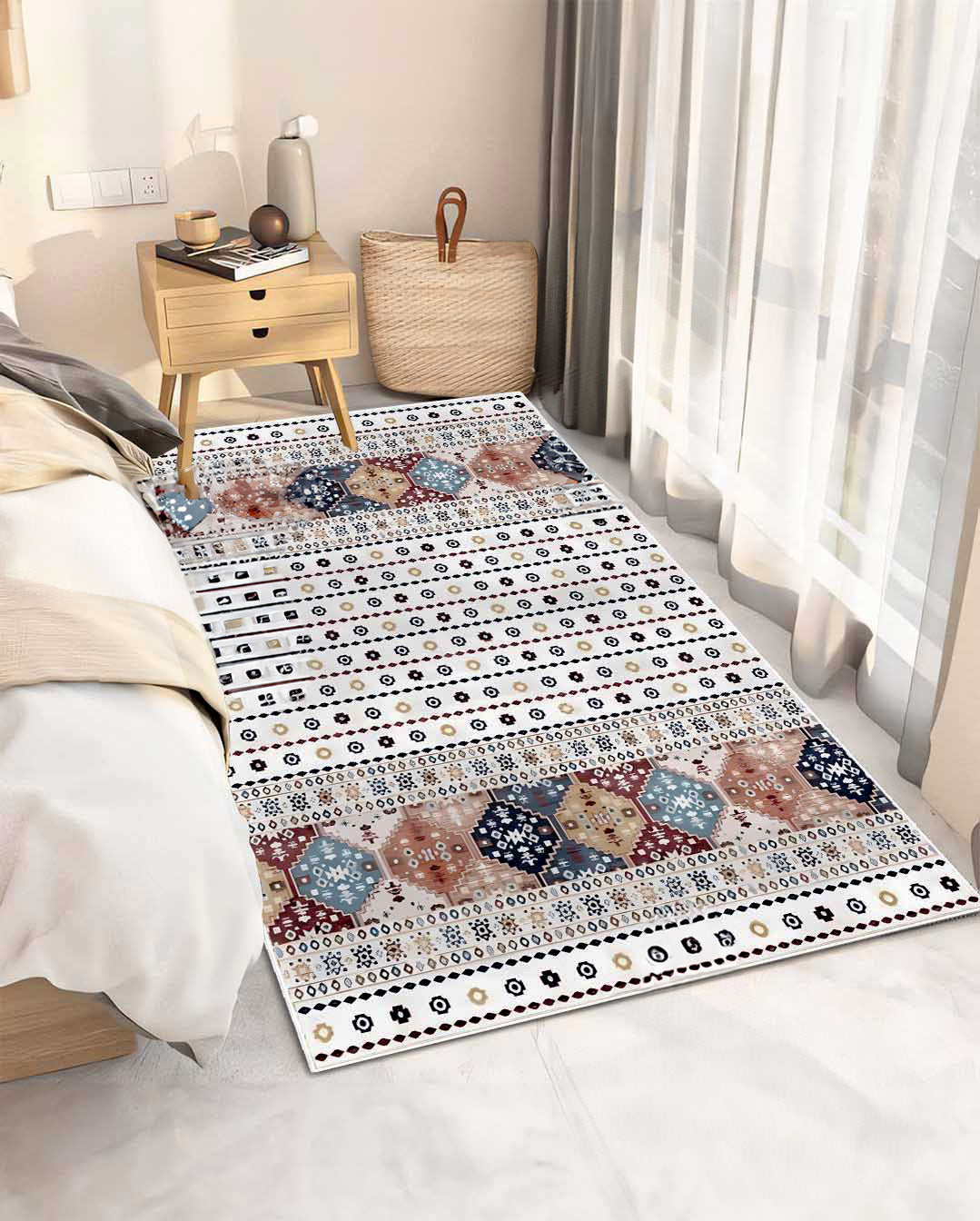 Nataly modern kilim fehér és színes szőnyeg 