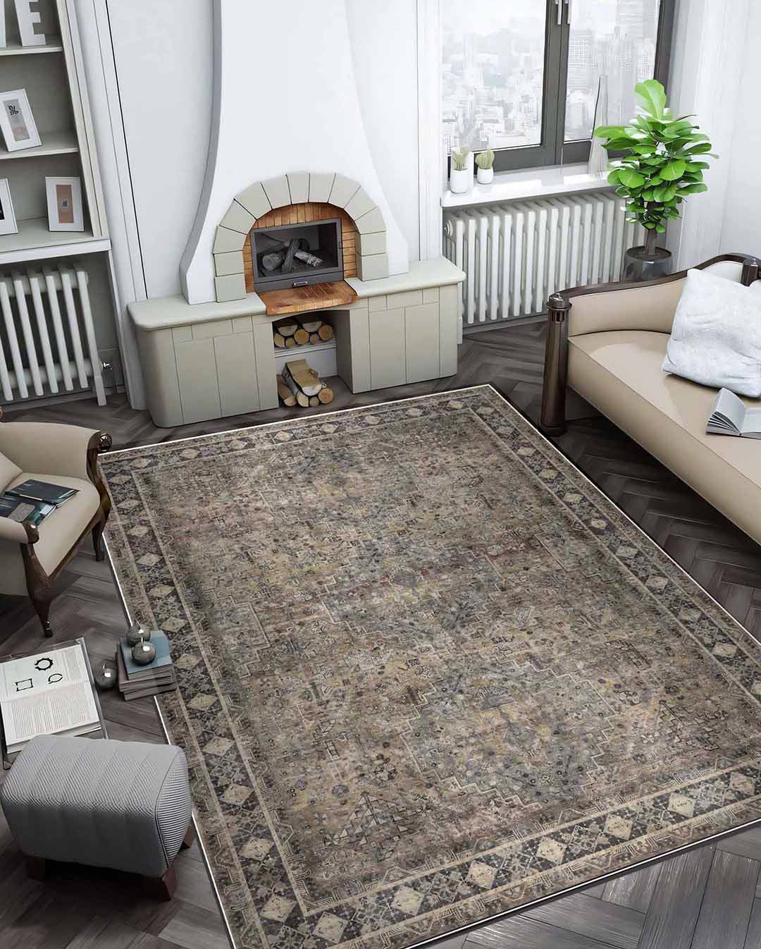 Karmel vintage arany puha és fényes szőnyeg 