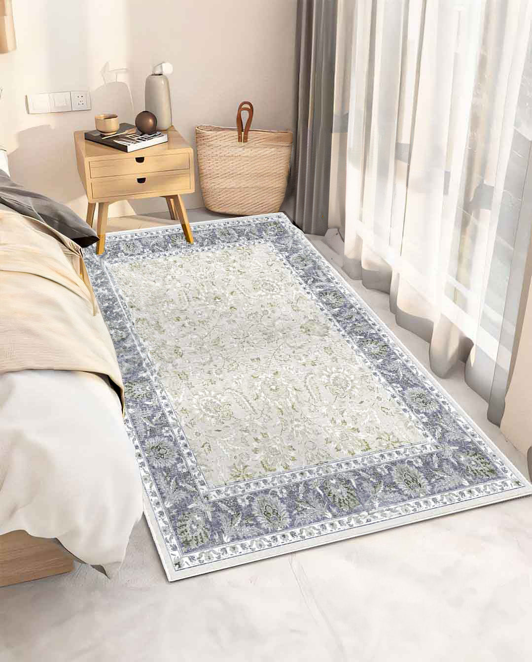 Camela vintage szürke keretben színes puha szőnyeg 