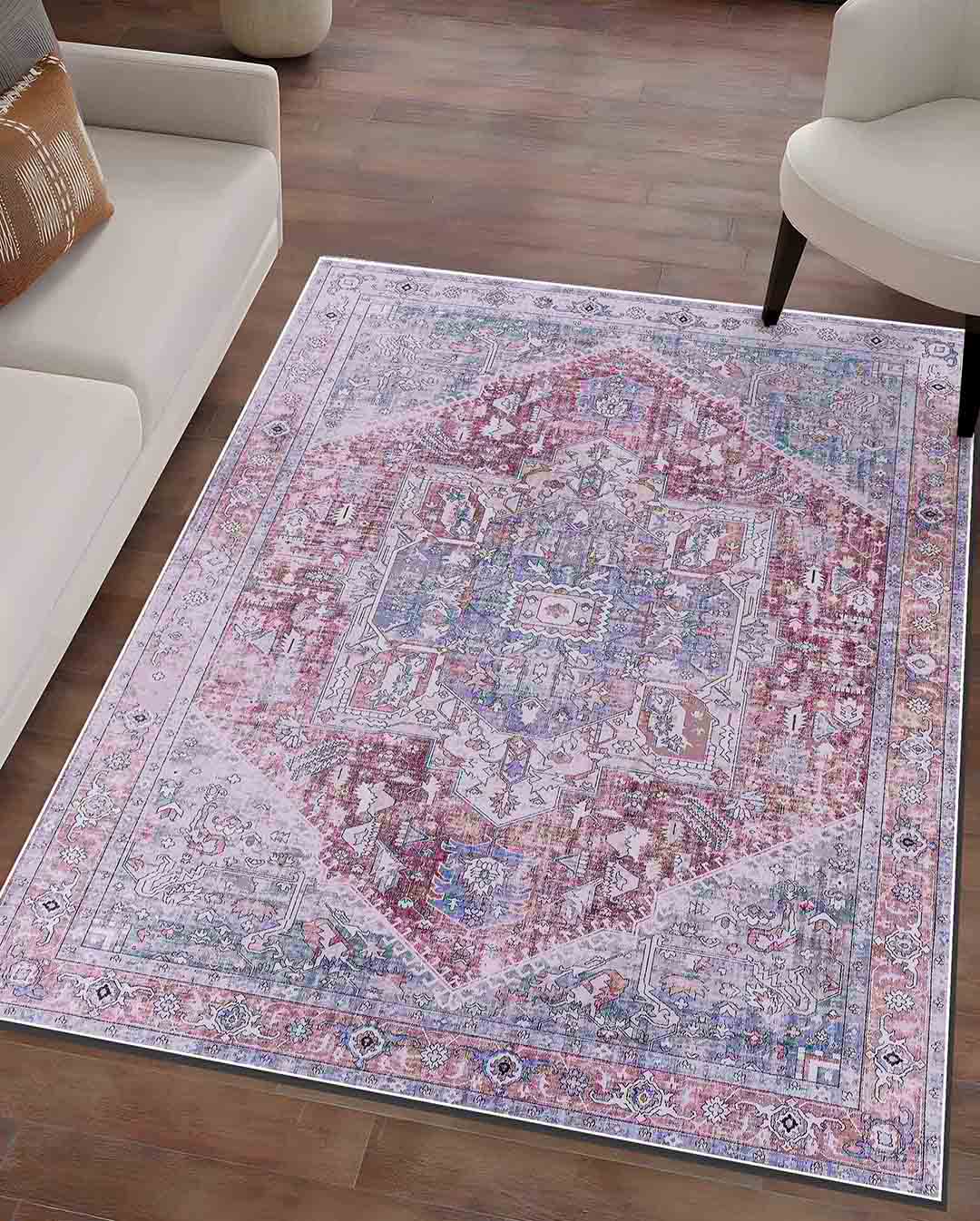 Hend vintage sötétvörös puha és fényes szőnyeg 