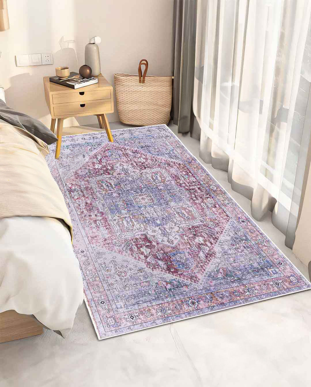 Hend vintage sötétvörös puha és fényes szőnyeg 