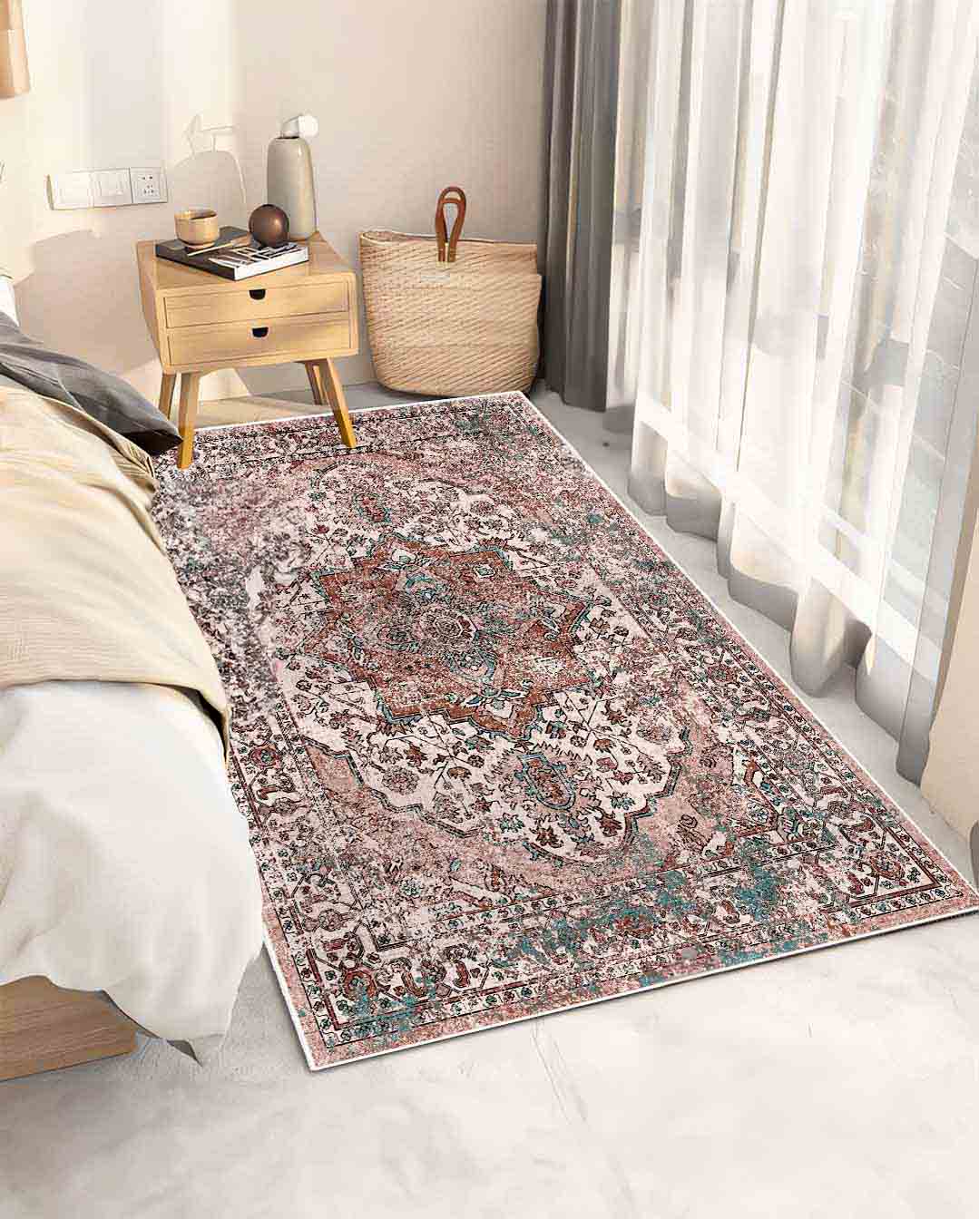 Soha vintage perzsa puha és fényes szőnyeg 