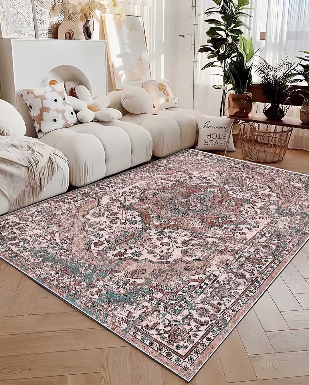 Soha vintage perzsa puha és fényes szőnyeg 