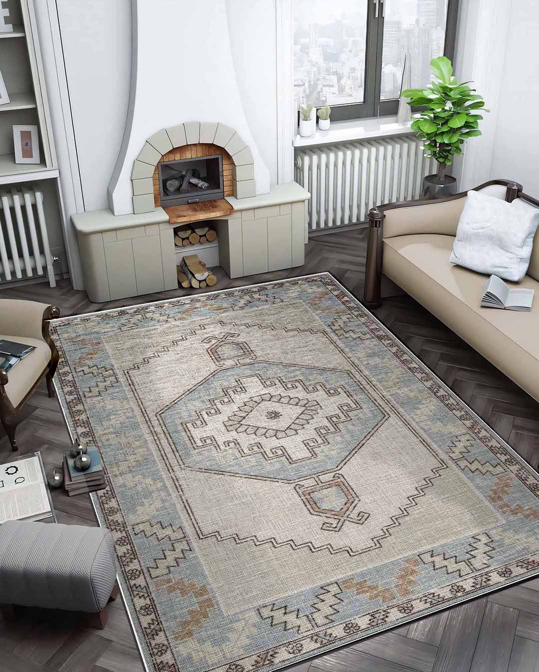 Zöld vintage színes puha és fényes szőnyeg 