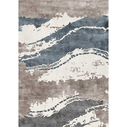 Moderner Teppich Wellenmuster Beige Blau – Abstraktes Design für Wohnzimmer