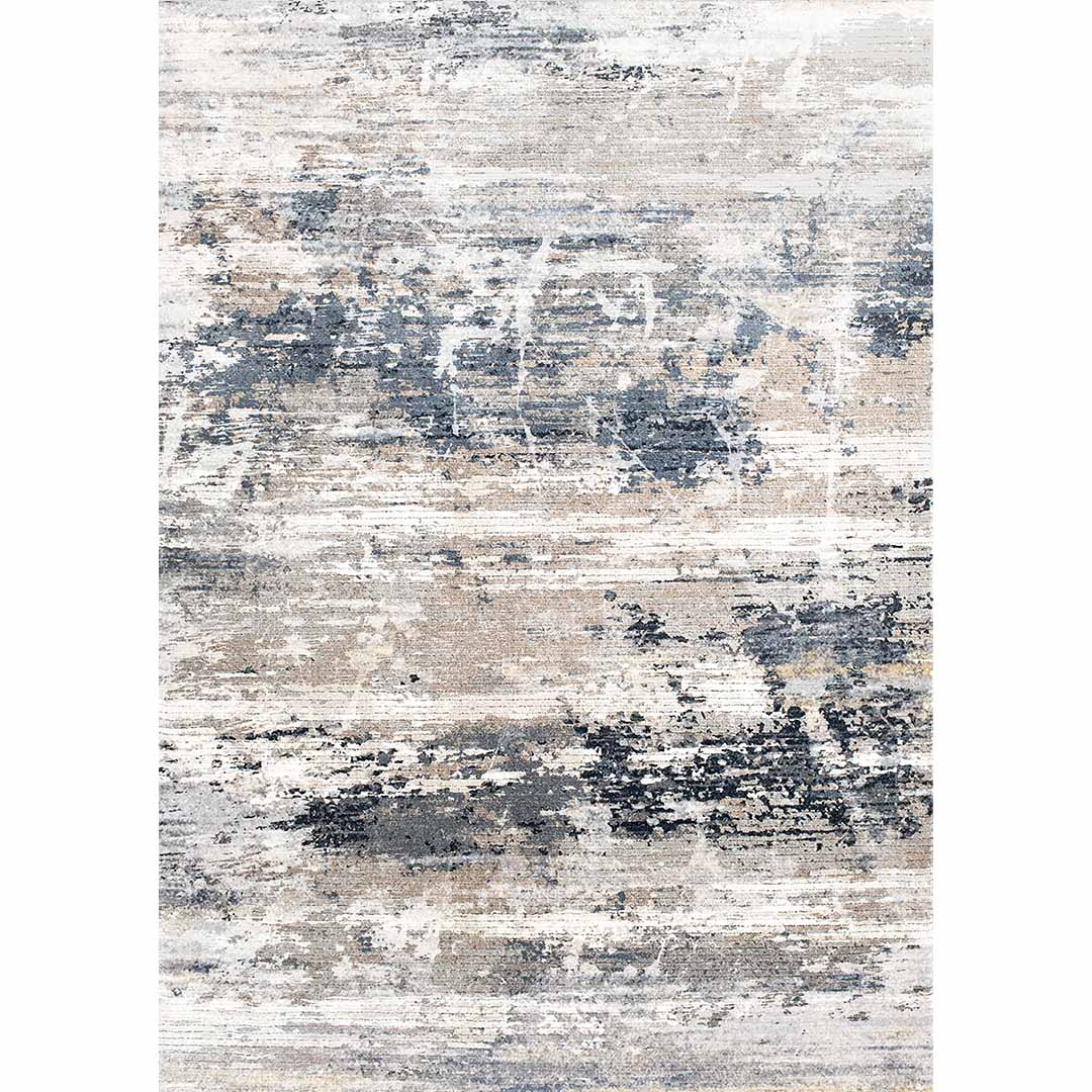 Moderner Teppich Abstraktes Muster Grau Blau – Designerteppich für Wohnzimmer & Büro