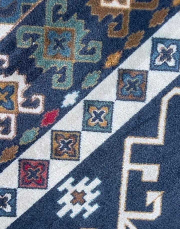 Kilim Teppich Blau Bunt – Ethno Muster im Boho-Stil für Wohnzimmer & Flur

