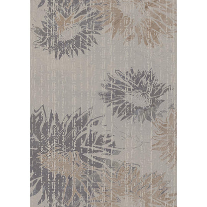 Teppich mit Blumenmuster Grau Beige – Moderner Blütenteppich für Wohnzimmer & Schlafzimmer