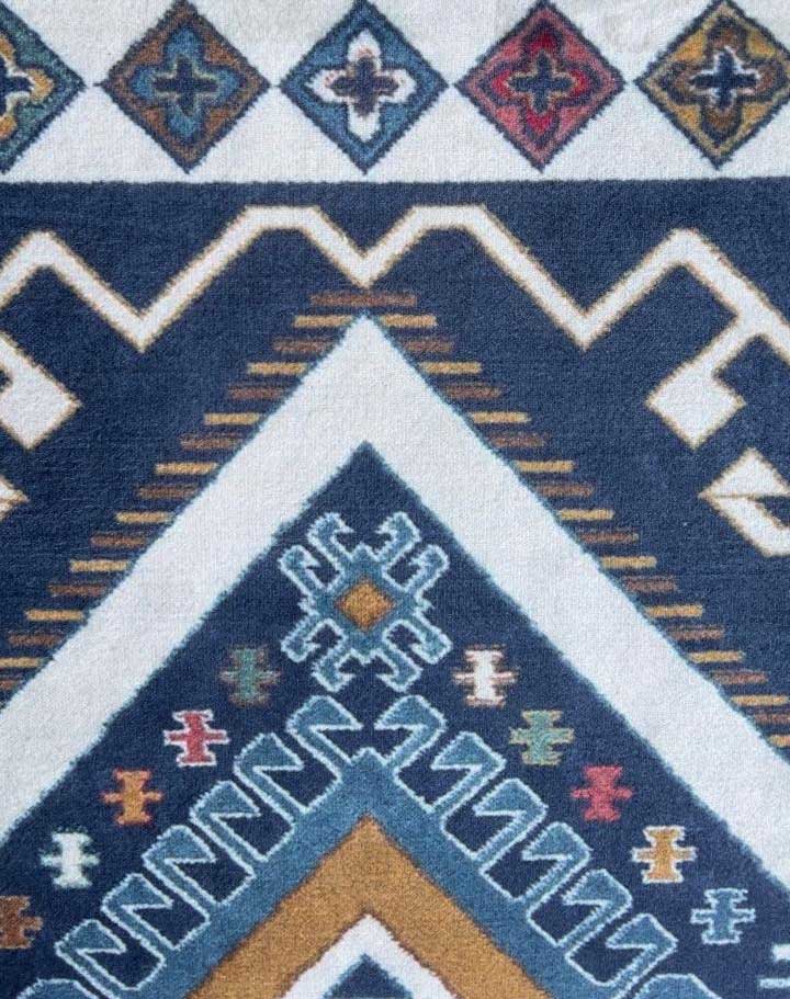 Kilim Teppich Blau Bunt – Ethno Muster im Boho-Stil für Wohnzimmer & Flur

