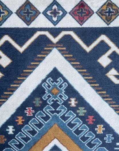 Kilim Teppich Blau Bunt – Ethno Muster im Boho-Stil für Wohnzimmer & Flur

