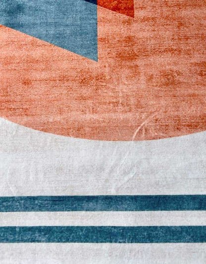Moderner Teppich Geometrisches Muster Rosa Blau – Designerteppich im Retro-Stil