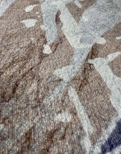 Teppich mit Blumenmuster Grau Beige – Moderner Blütenteppich für Wohnzimmer & Schlafzimmer