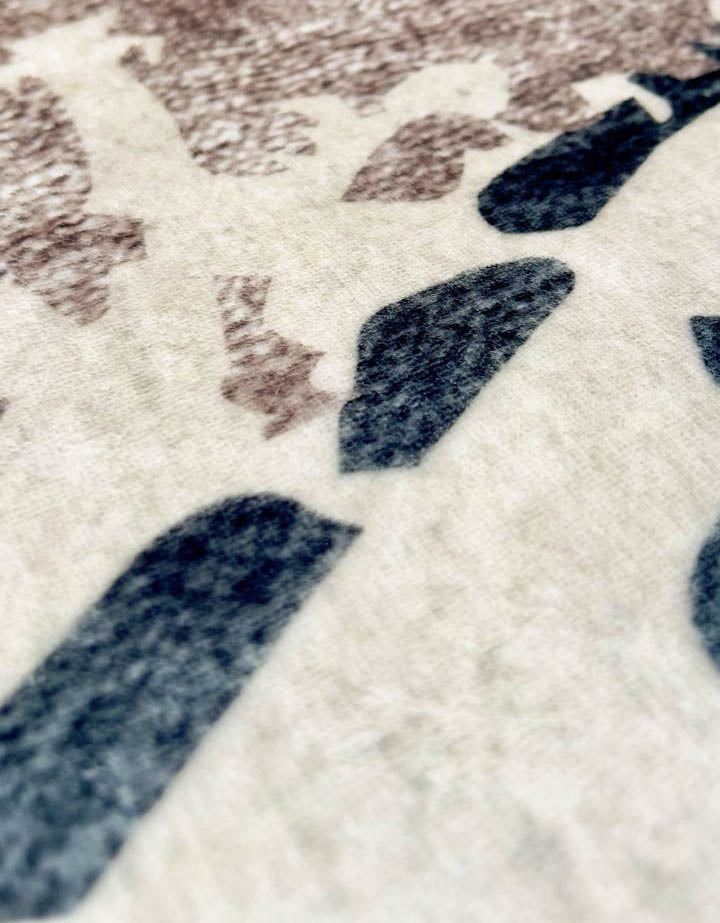 Moderner Teppich Wellenmuster Beige Blau – Abstraktes Design für Wohnzimmer
