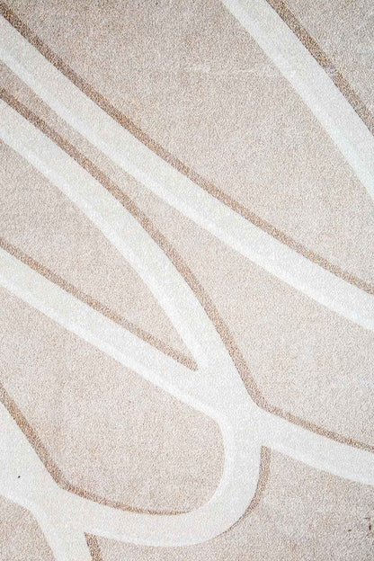 Moderner Teppich Beige mit 3D-Linien – Minimalistisches Design für Wohnzimmer & Büro