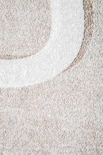 Moderner Teppich Beige mit 3D-Linien – Minimalistisches Design für Wohnzimmer & Büro