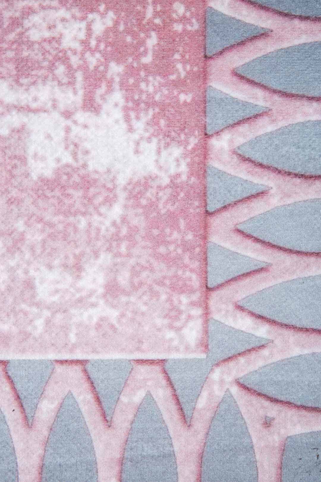 Moderner Teppich mit Rahmenmuster Rosa Grau – Eleganter Teppich für Wohnzimmer & Schlafzimmer