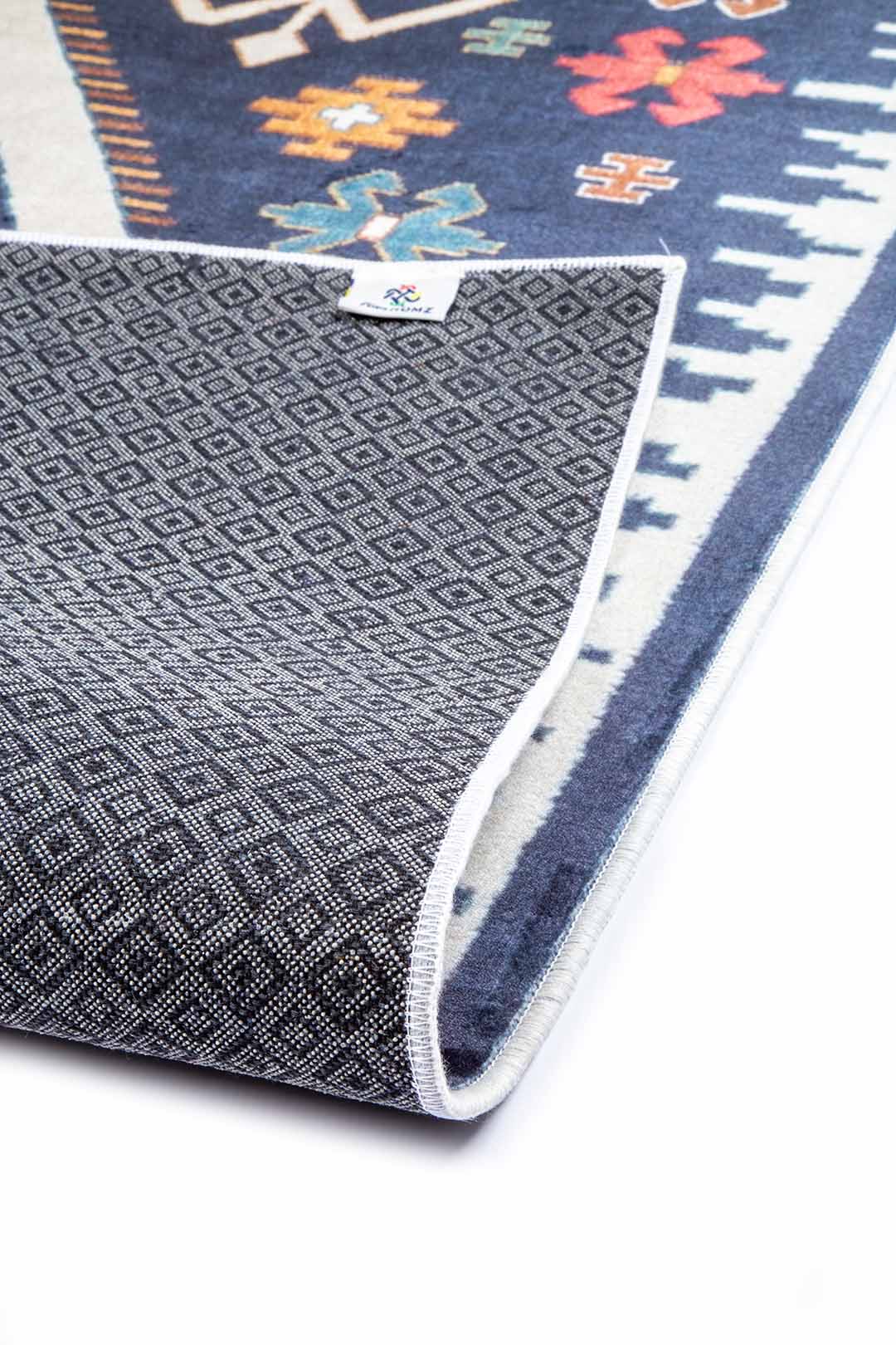 Kilim Teppich Blau Bunt – Ethno Muster im Boho-Stil für Wohnzimmer & Flur

