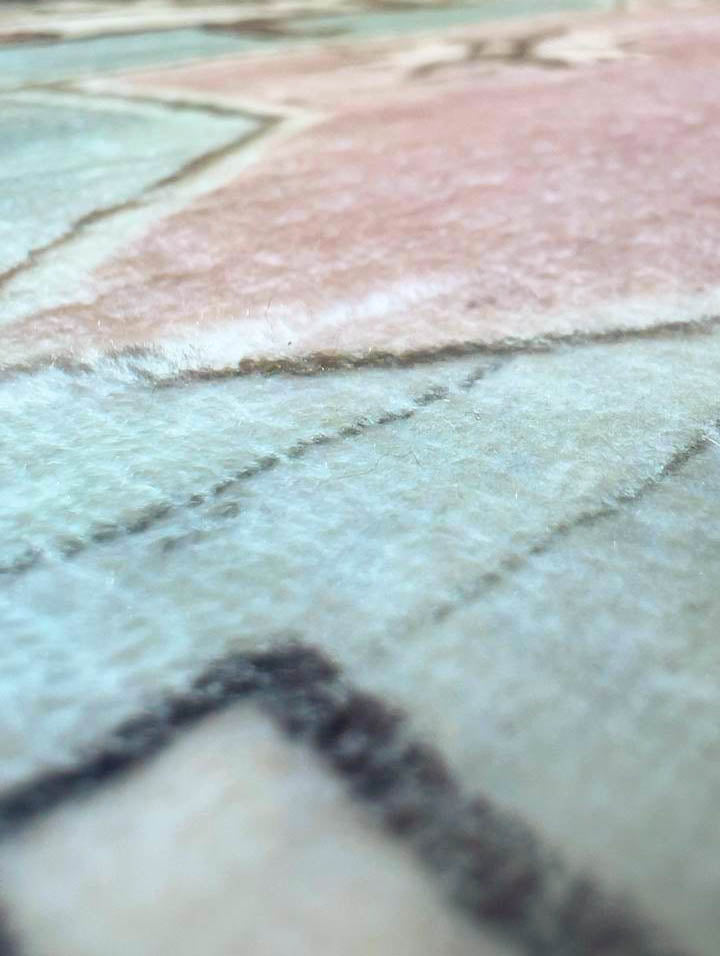 Vintage Teppich Orientalisches Muster Rosa Blau – Klassischer Teppich im Boho-Stil