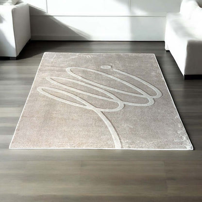 Moderner Teppich Beige mit 3D-Linien – Minimalistisches Design für Wohnzimmer & Büro