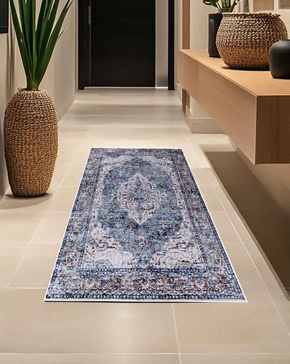 Laila vintage színes kék és fényes szőnyeg 