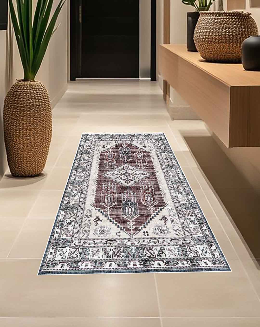 Sötétvörös vintage perzsa puha és fényes szőnyeg 